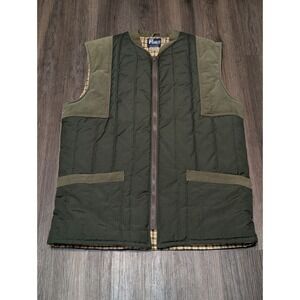 Fortress by Castle Vest Quilted Padded Corduroy Trim Olive Green L‎